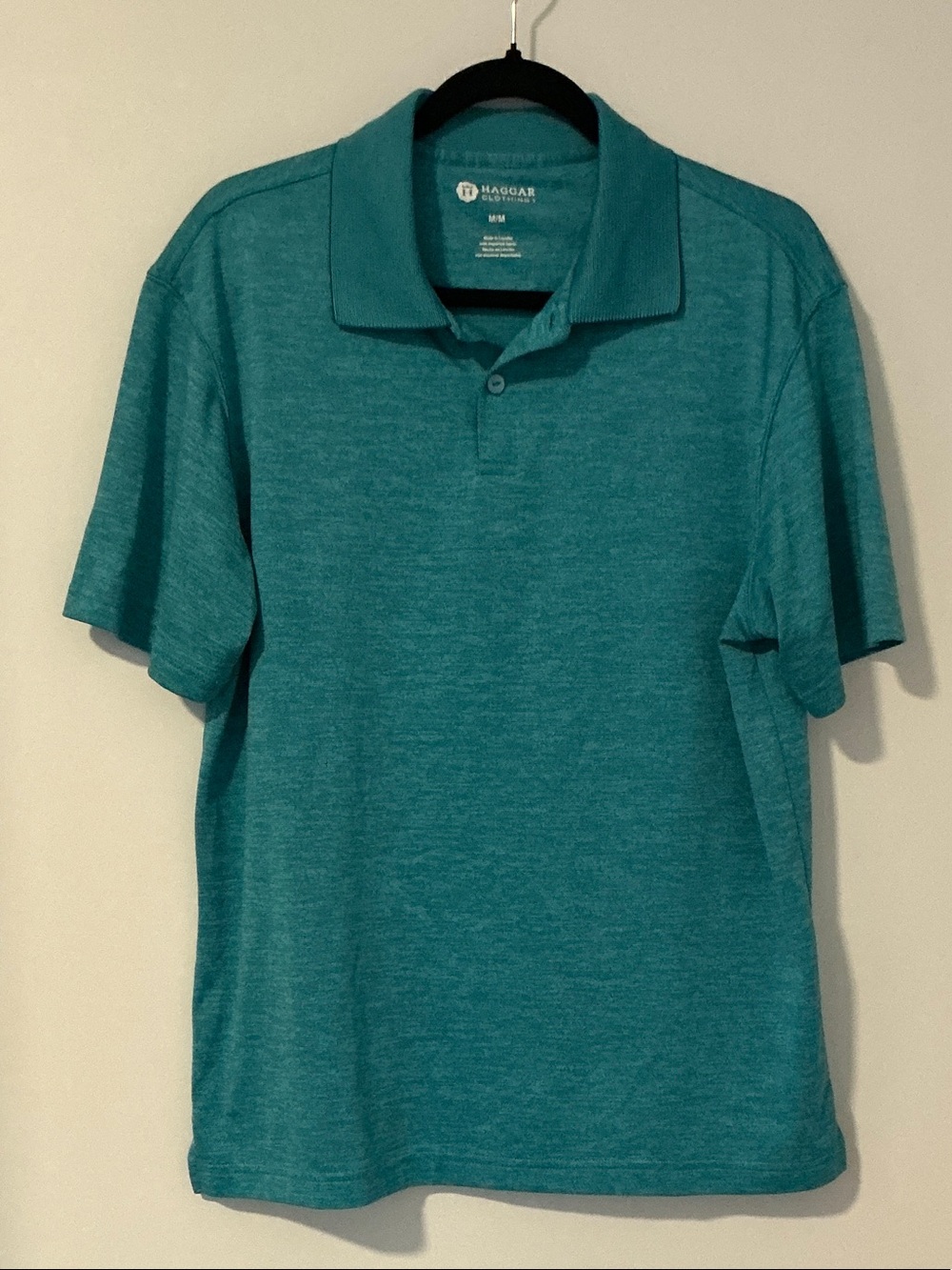 Haggar Men's Teal-Blue Heather Polo